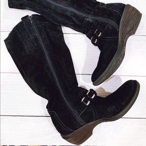 Suede mid-calf boots